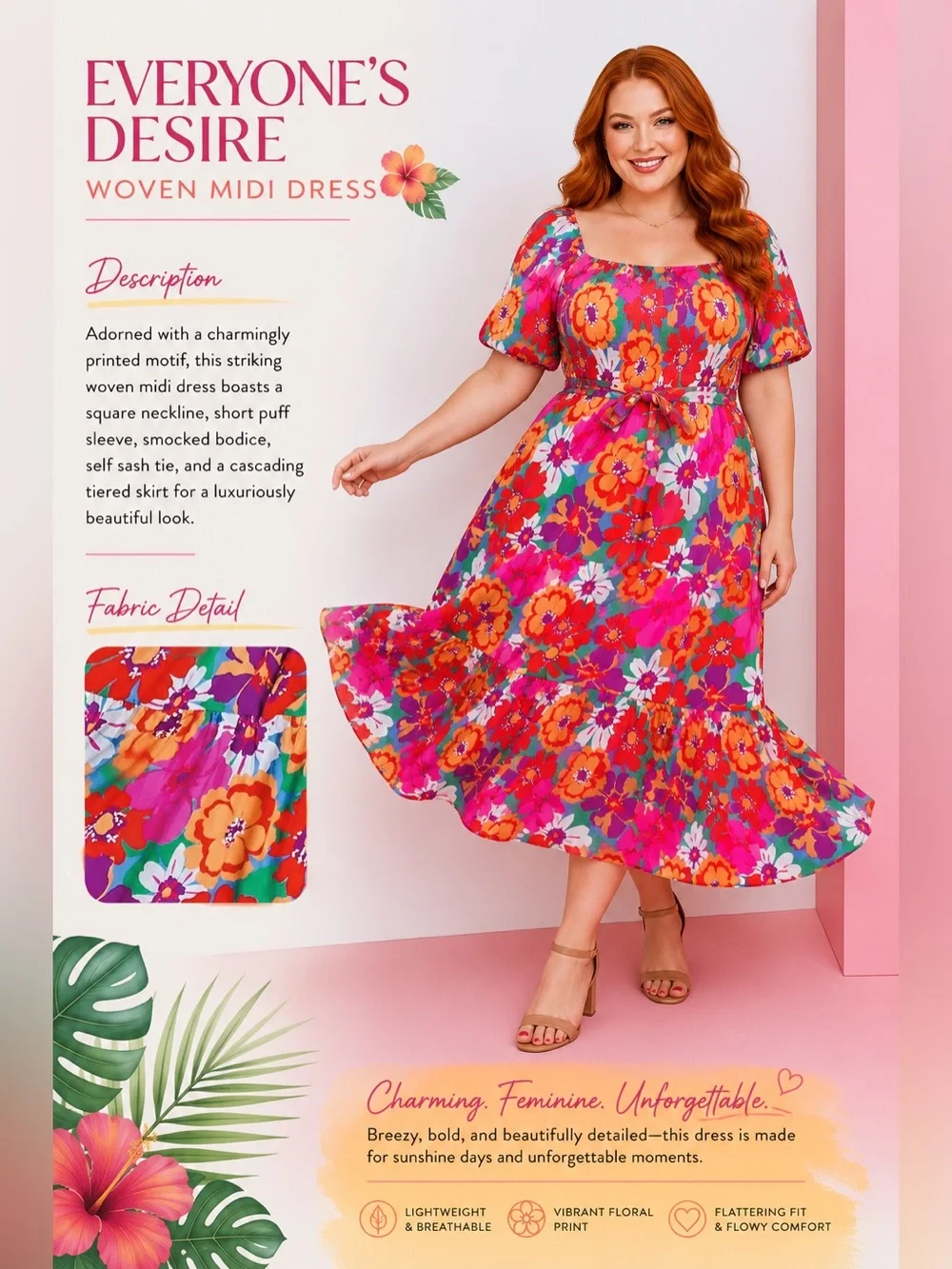 Unique Vintage Colorful 70s Abstract Floral Everyone’s Desire Dress, Small, NWT!